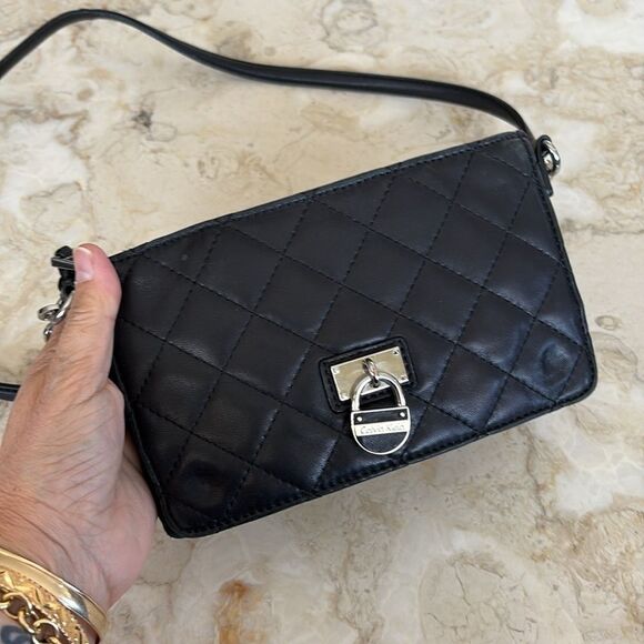 Calvin Klein Quilted Lambskin Leather Padlock & Chain Strap Mini Crossbody Bag - Picture 5 of 15